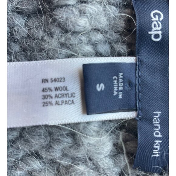 GAP Sz Small Cardigan Sweater High collar hand-knitted Cable Knit Wool Alpaca - Picture 7 of 12